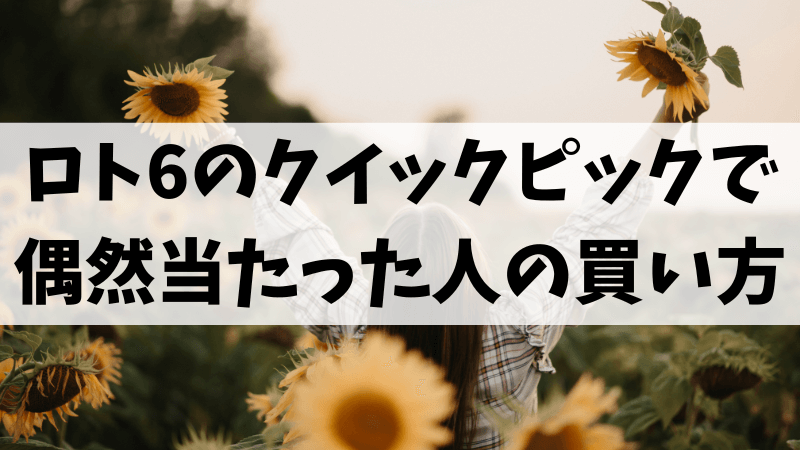 ロト6のクイックピックで偶然当たった人の買い方